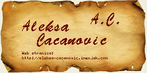 Aleksa Cacanović vizit kartica